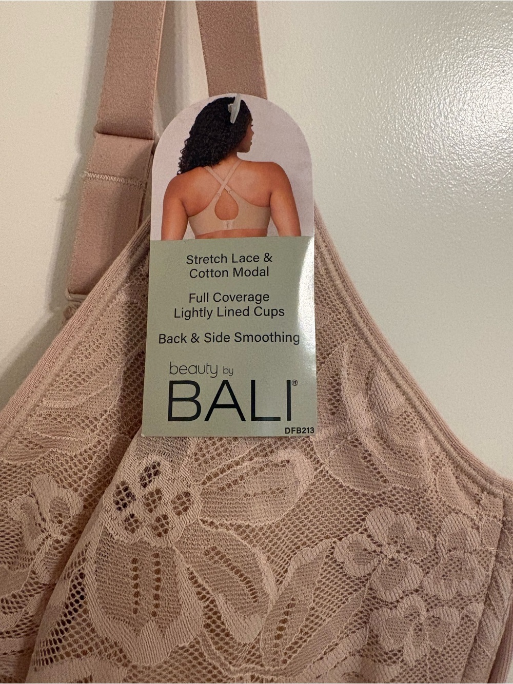 42DD Beauty by Bali Breathable Lace Underwire Bra Full Coverage Beige/tan - Picture 3 of 8